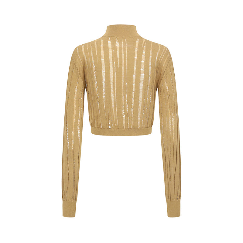GINGER STRIPED HIGH NECK KNIT TOP