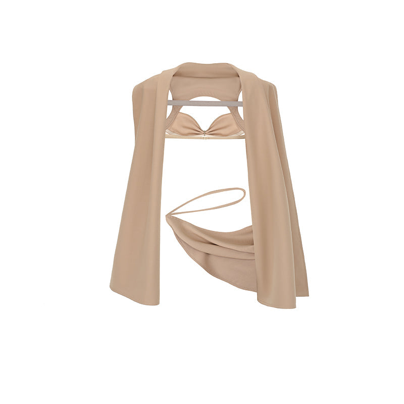 WOOL BLEND WRAP TOP