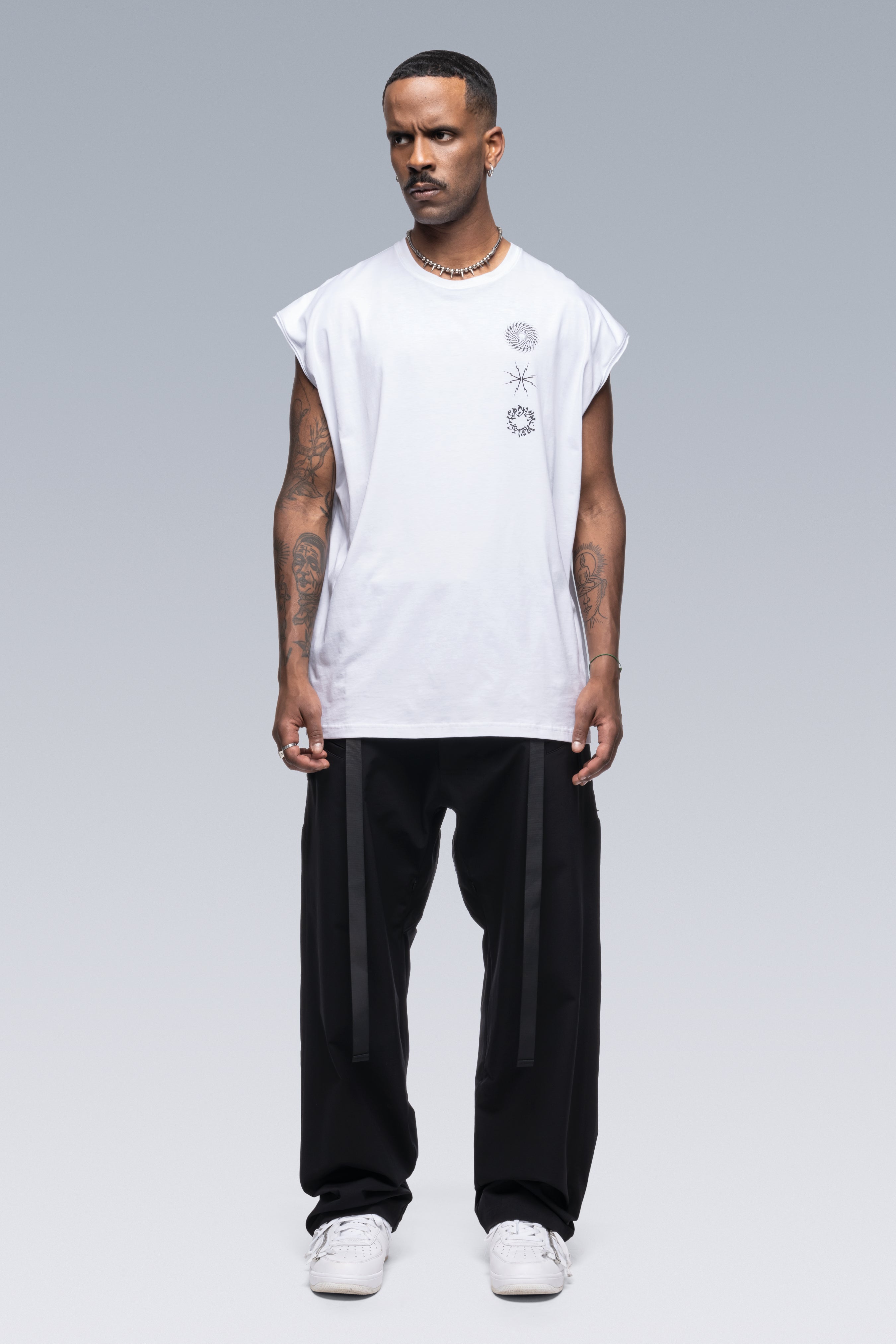 S25-PR-C Pima Cotton Sleeveless T-shirt - White