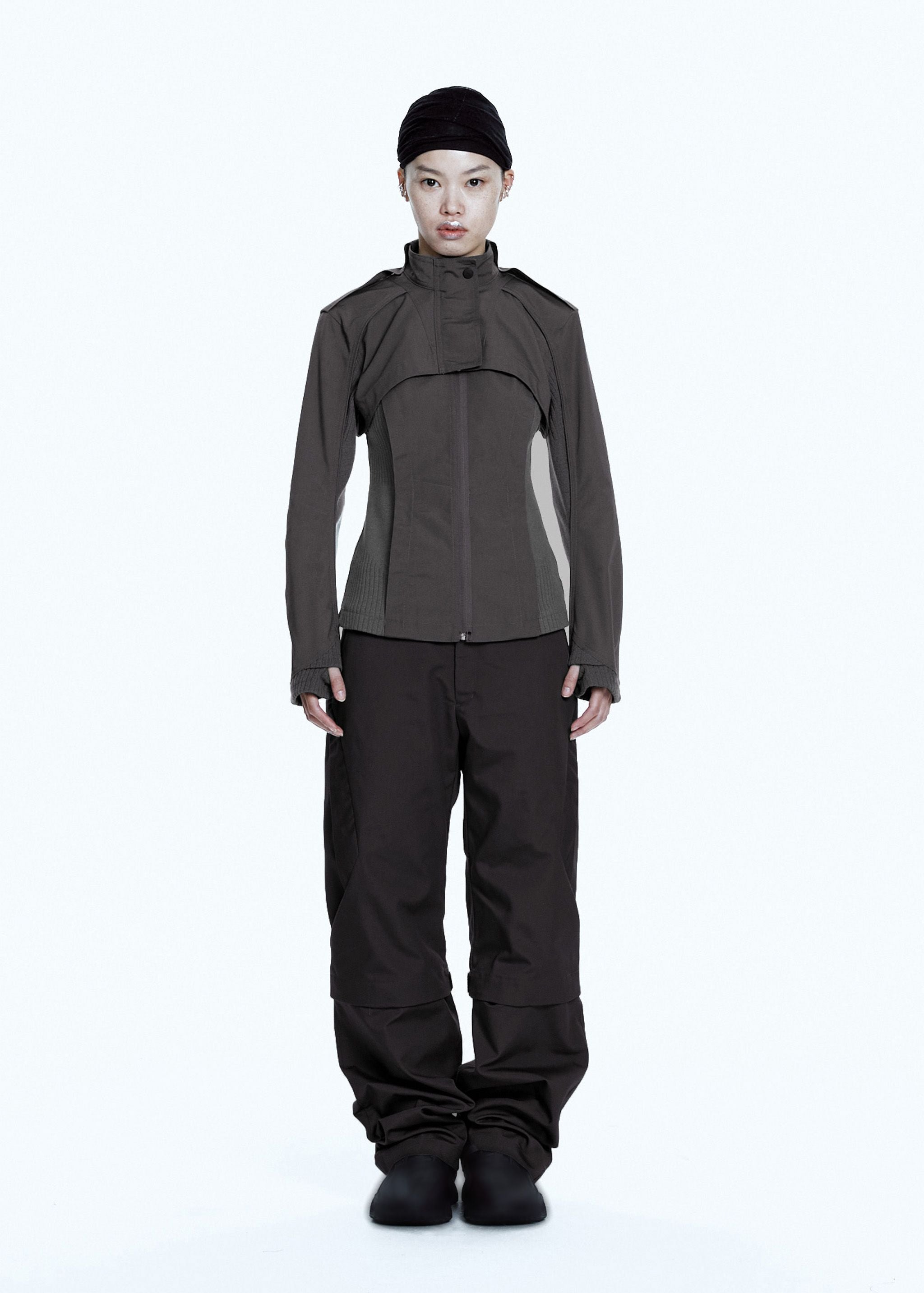 DOUBLE LAYER MOTO JACKET CHARCOAL