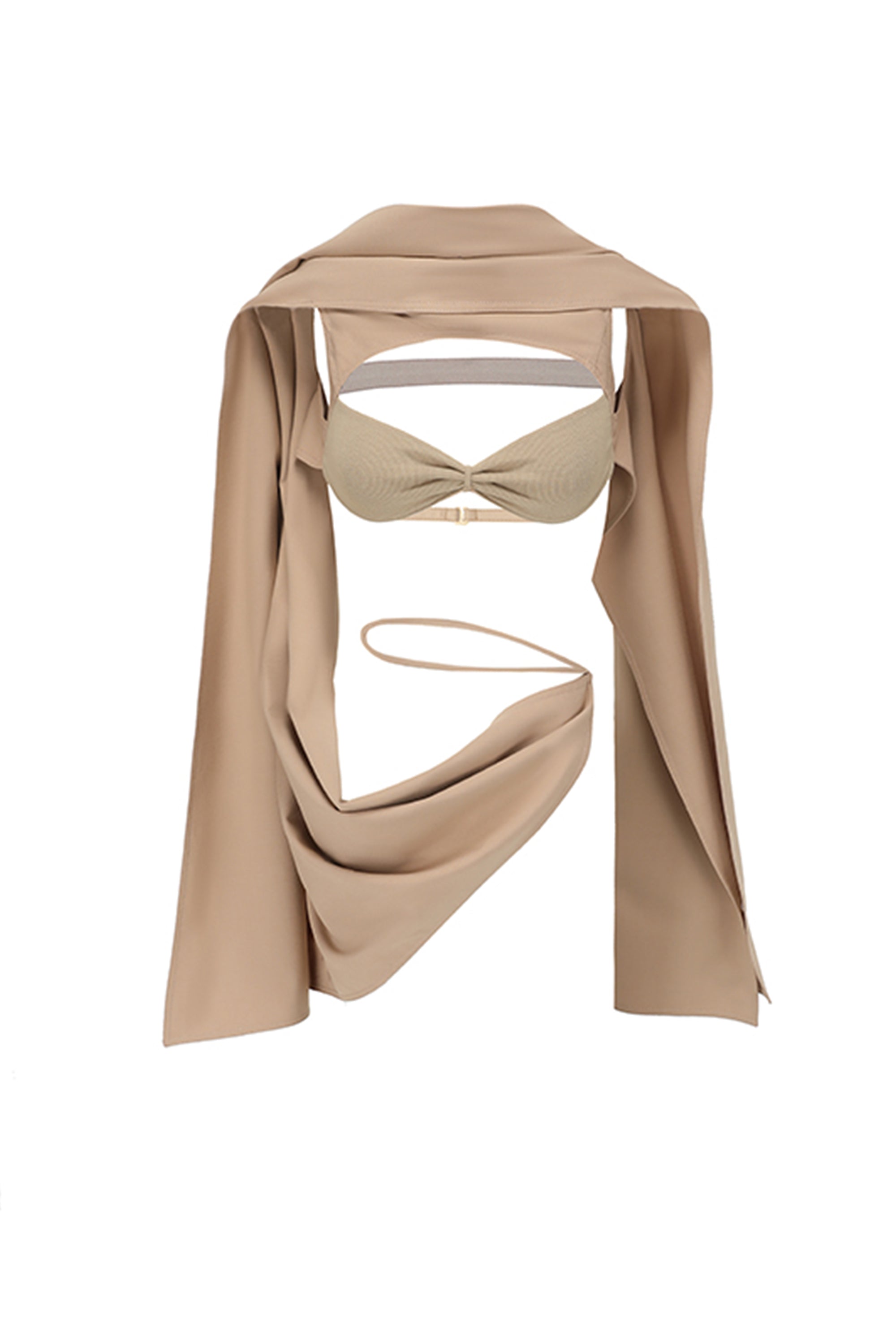 WOOL BLEND WRAP TOP