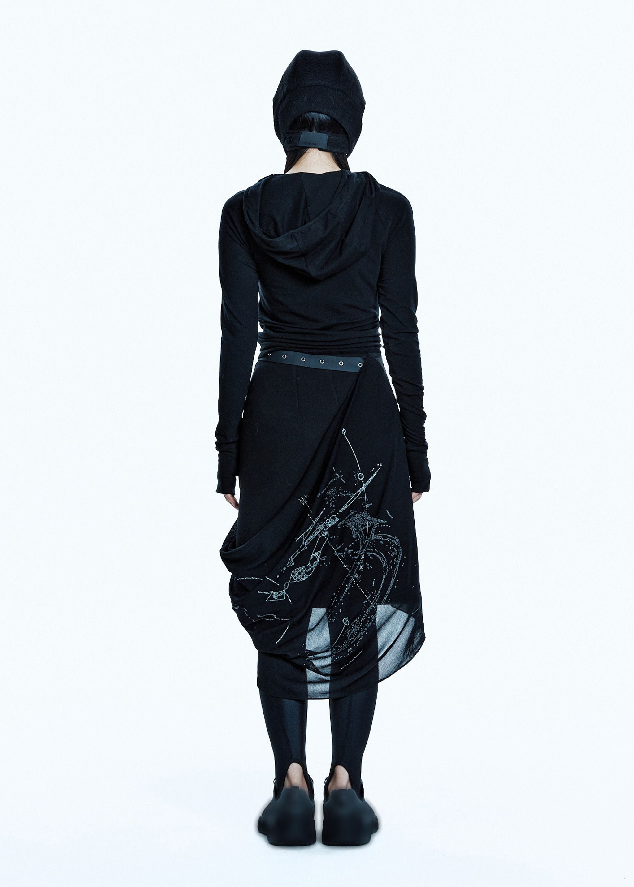 HOODED SHIRRING TOP